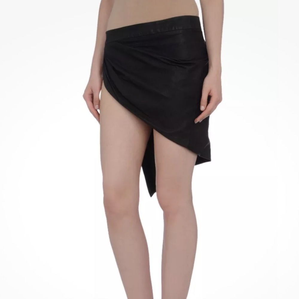 Rick Owens A/W 2010 Gleam Leather Mini Wrap Skirt Accent Layering Piece 46/Us8